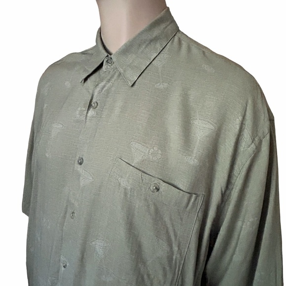 CAMPIA Tiki Shirt Top Y2K Embossed Print Martini Glasses 100% Rayon Unique Rare - Picture 5 of 12